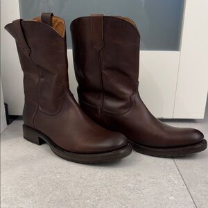Frye Dark Brown Wellington Roper Leather Boots